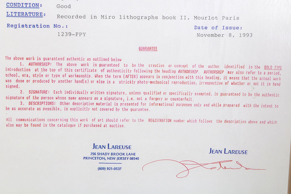 Joan Miro Lithograph From 1975 "Lithographe II" Series