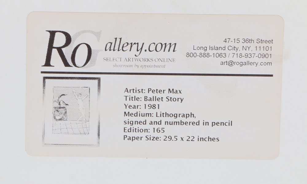 Peter Max Signed Limited Edition Lithograph "Ballet Story"