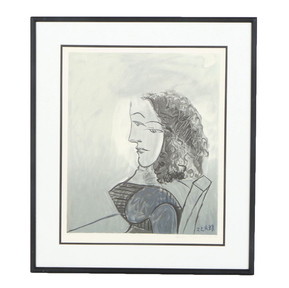 After Pablo Picasso Lithograph "Buste De Femme Aux Cheveux Boucles"