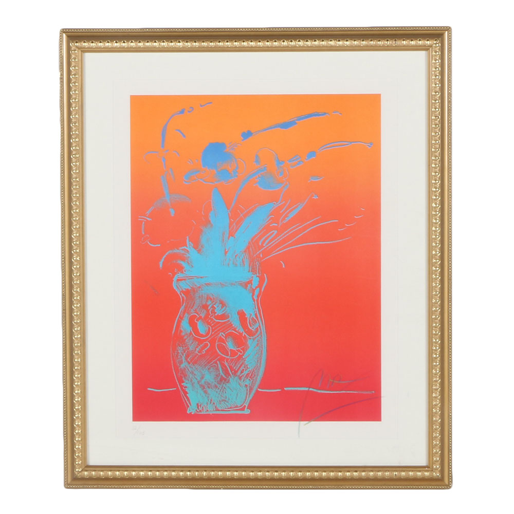 Peter Max Signed Limited Edition Lithograph "Blue Vase"