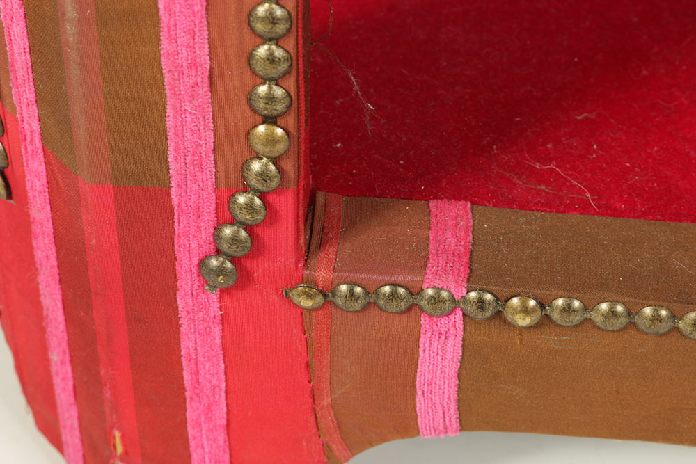 Moroccan Style Fabric Covered Coffee Table with Glass Top