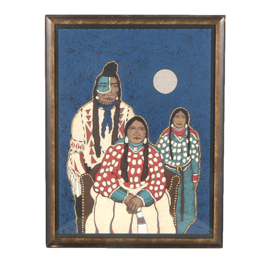 Kevin Red Star Signed Serigraph "Crow Husband and Wife"