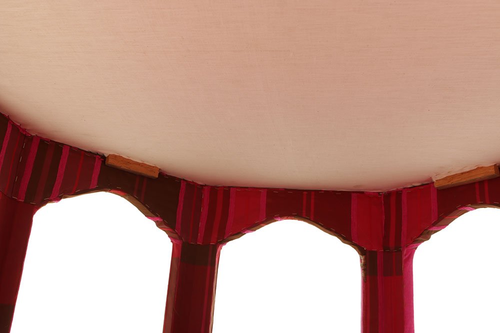 Moroccan Style Fabric Covered Coffee Table with Glass Top