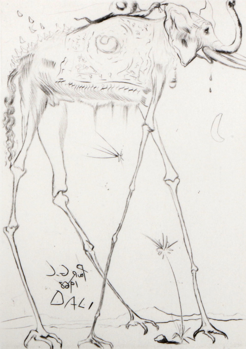 After Salvador Dali Etching "Space Elephant"