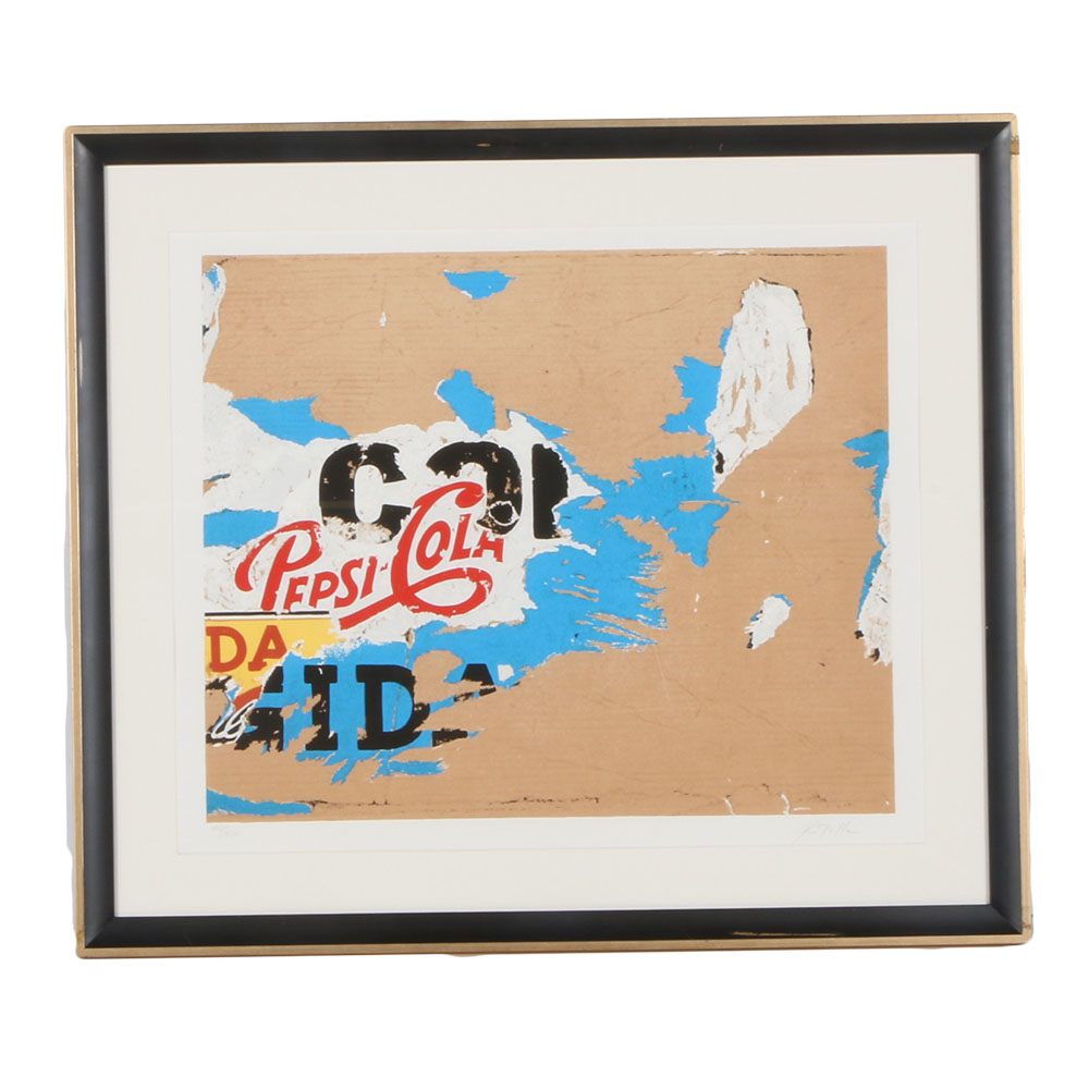 Mimmo Rotella Signed Serigraph "Pepsi" 1979
