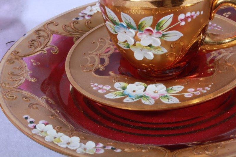Bohemian Cranberry-Moser Art Glass Tea Set