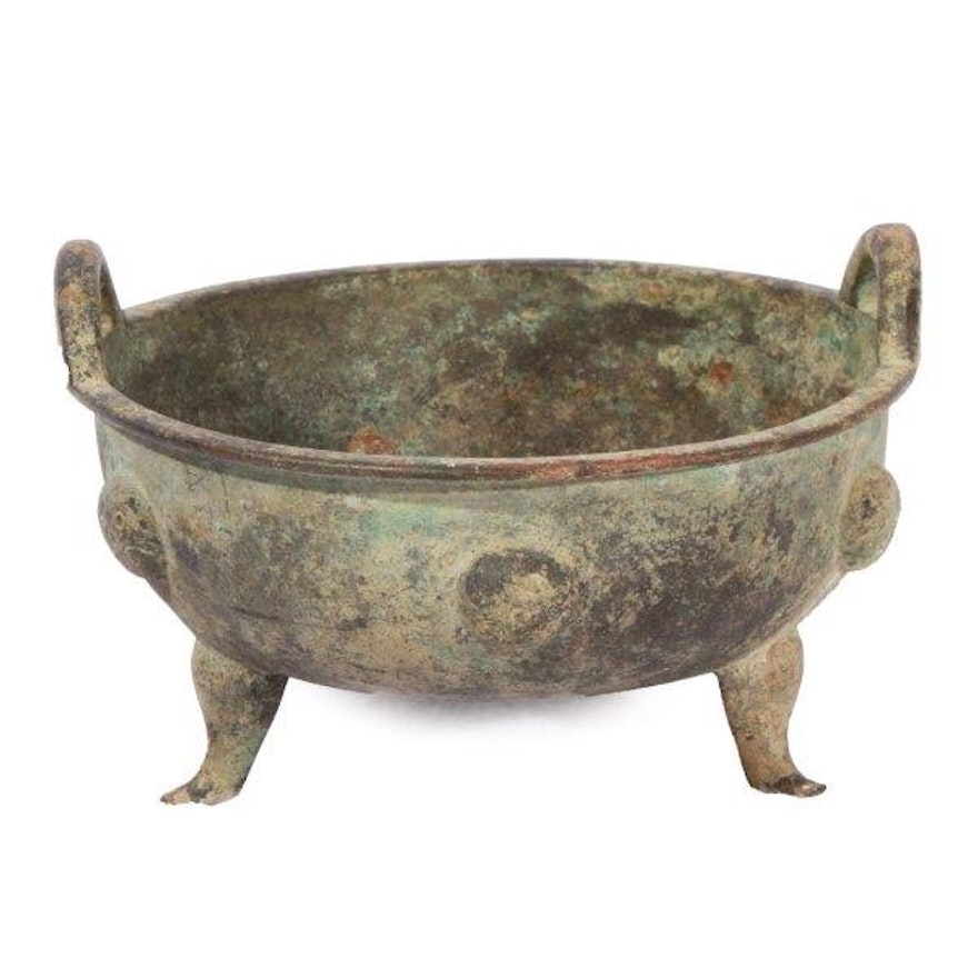 Chinese Bronze Footed Bowl