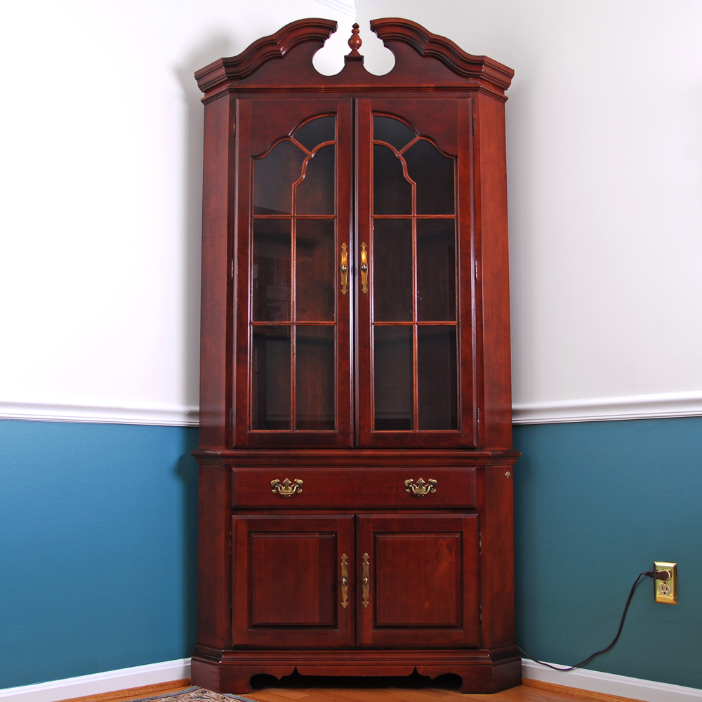 American Drew Cherry Corner Display Cabinet