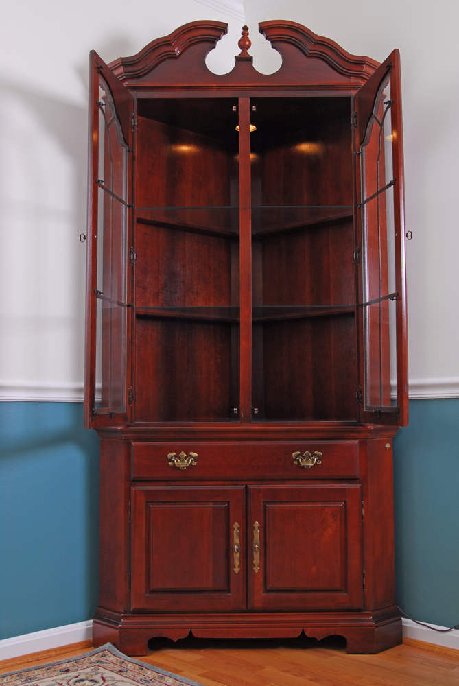 American Drew Cherry Corner Display Cabinet