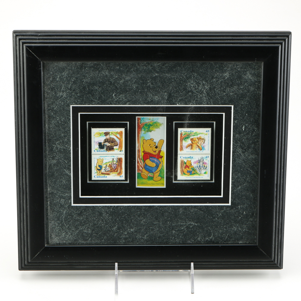 Framed Winnie the Pooh Stamp Collection