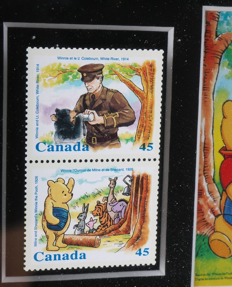 Framed Winnie the Pooh Stamp Collection