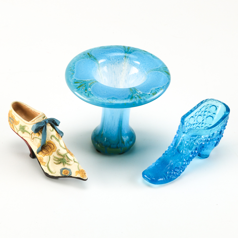 Higgens Blown Glass Trumpet Form Vase and More