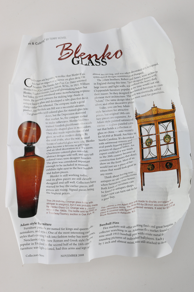 Higgens Blown Glass Trumpet Form Vase and More