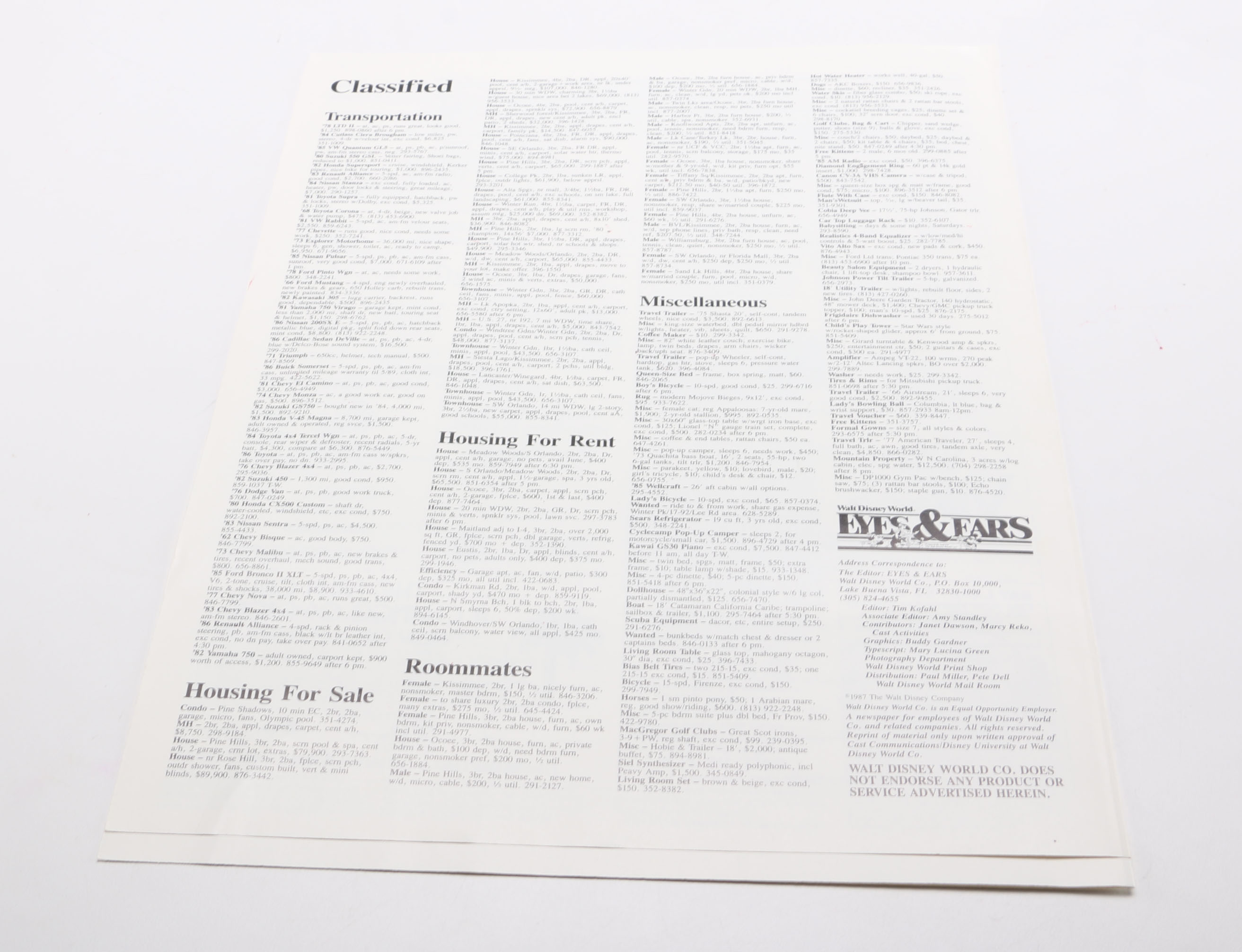 Disney World Easter Parade Program Signed by Animator Don Williams