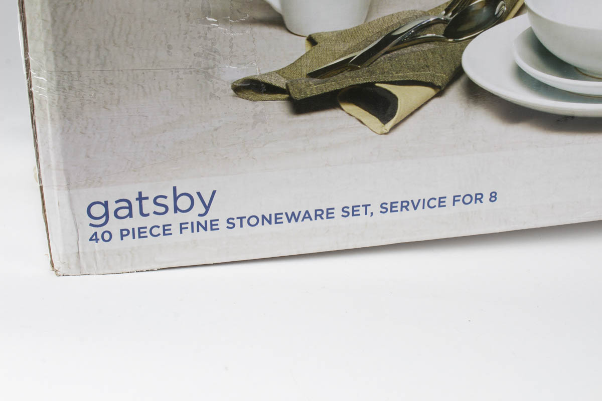 Gourmet Basics by Mikasa "Gatsby" 40 Pc Dinnerware in White Service for 8