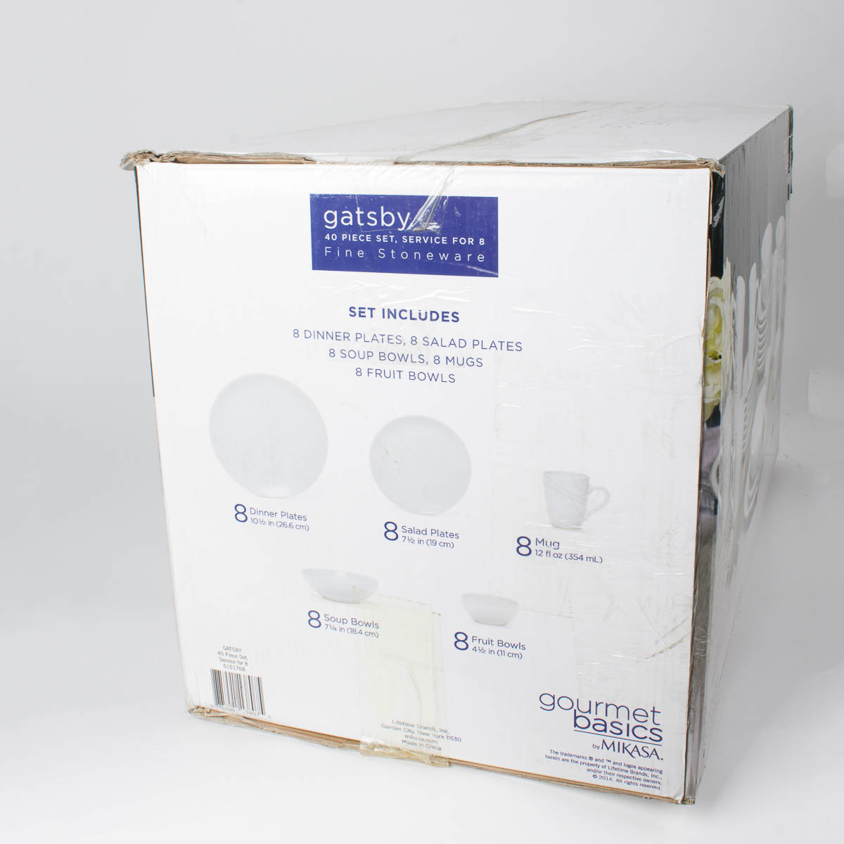 Gourmet Basics by Mikasa "Gatsby" 40 Pc Dinnerware in White Service for 8