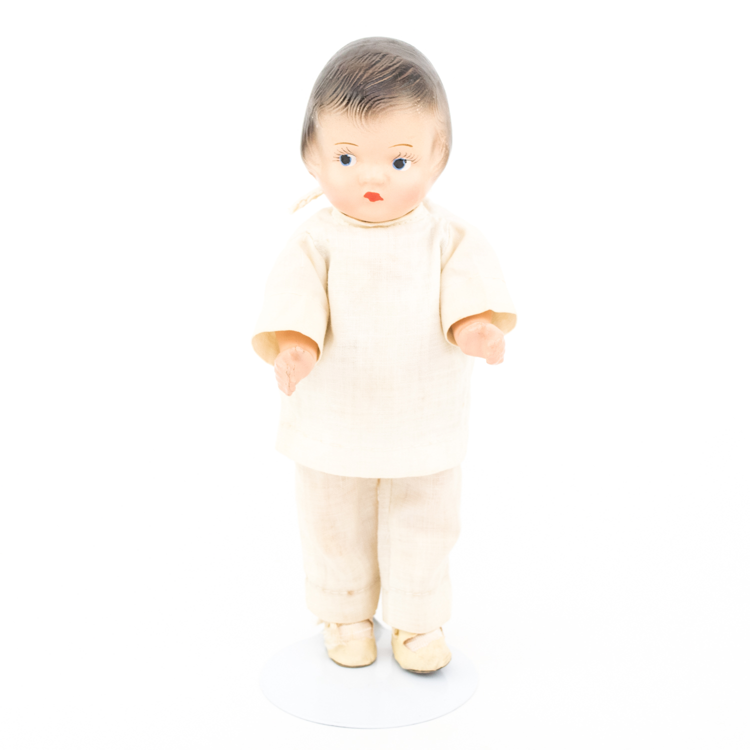 1930s Madame Alexander Dionne Quints Composition Dolls and Dr. Dafoe Doll with Five Wooden Rockers