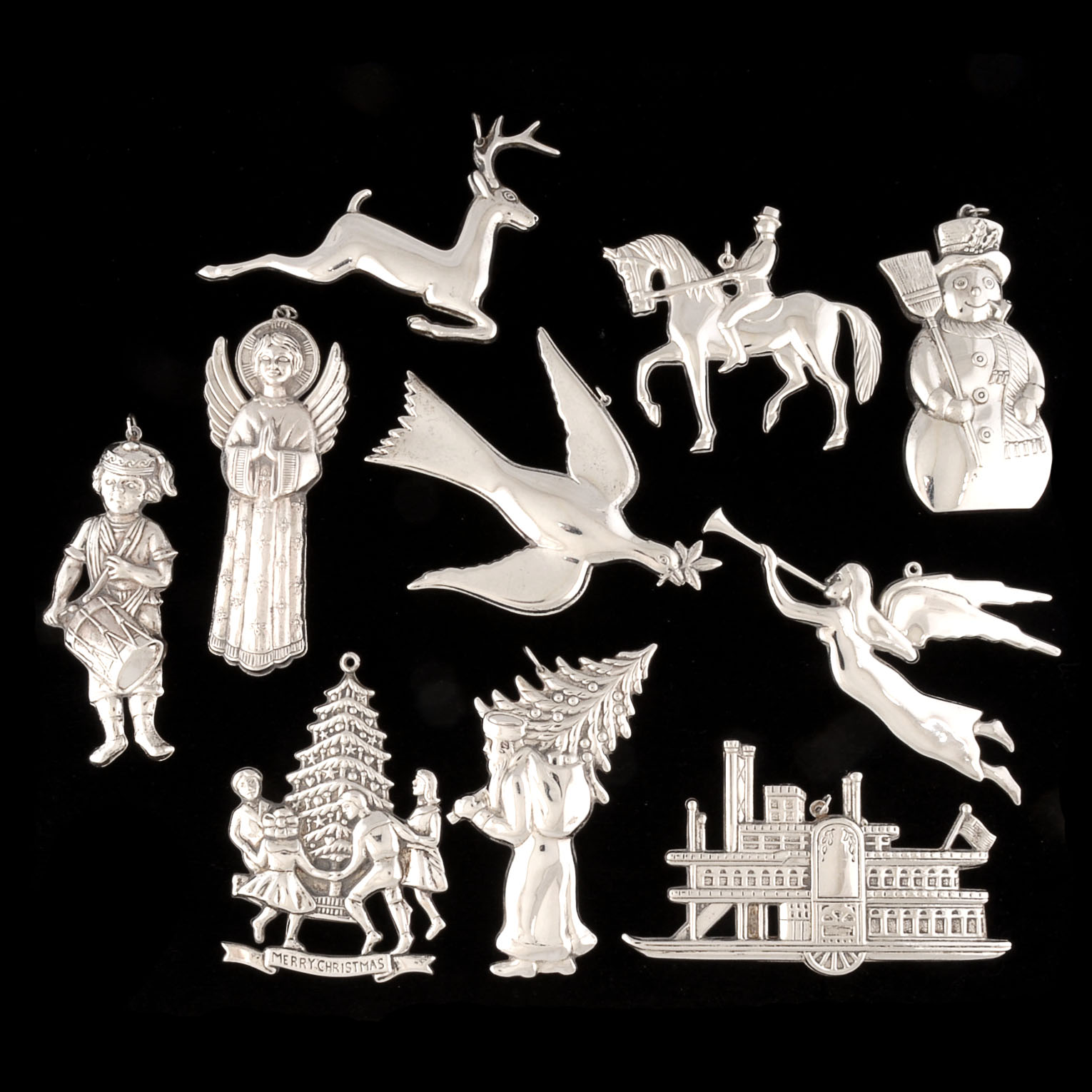 Gorham Sterling Silver "American Heritage" Christmas Ornaments