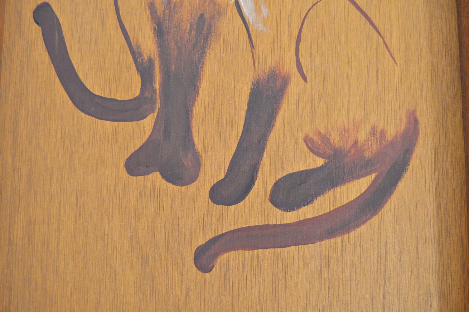 Signed Mid Century Siamese Cat Painting on Wood
