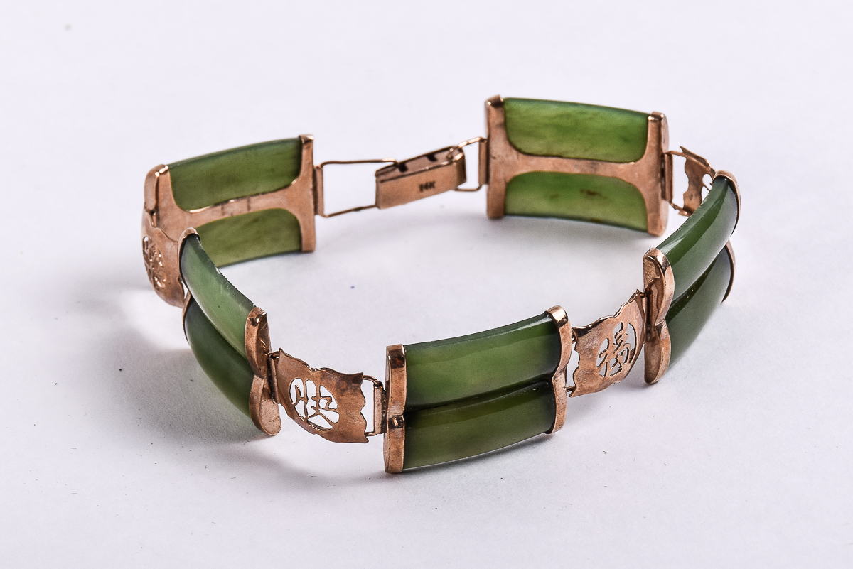 14K Bracelet with Jade Accents