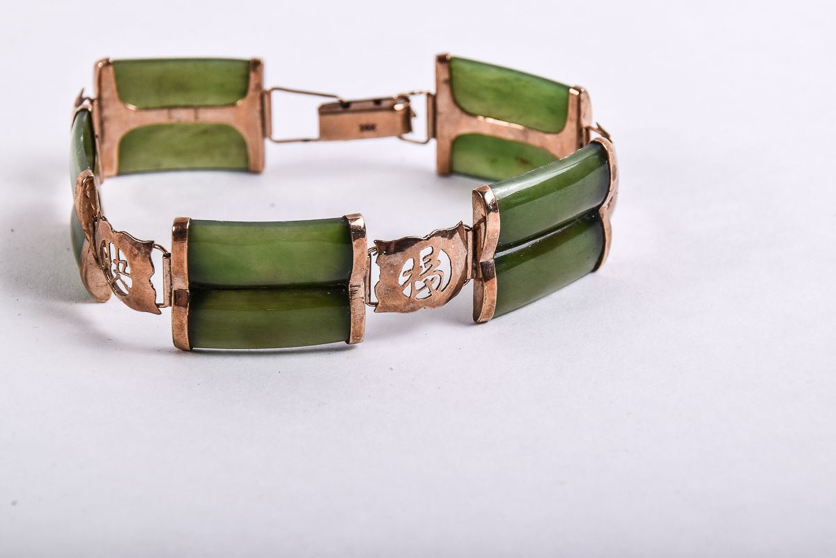 14K Bracelet with Jade Accents