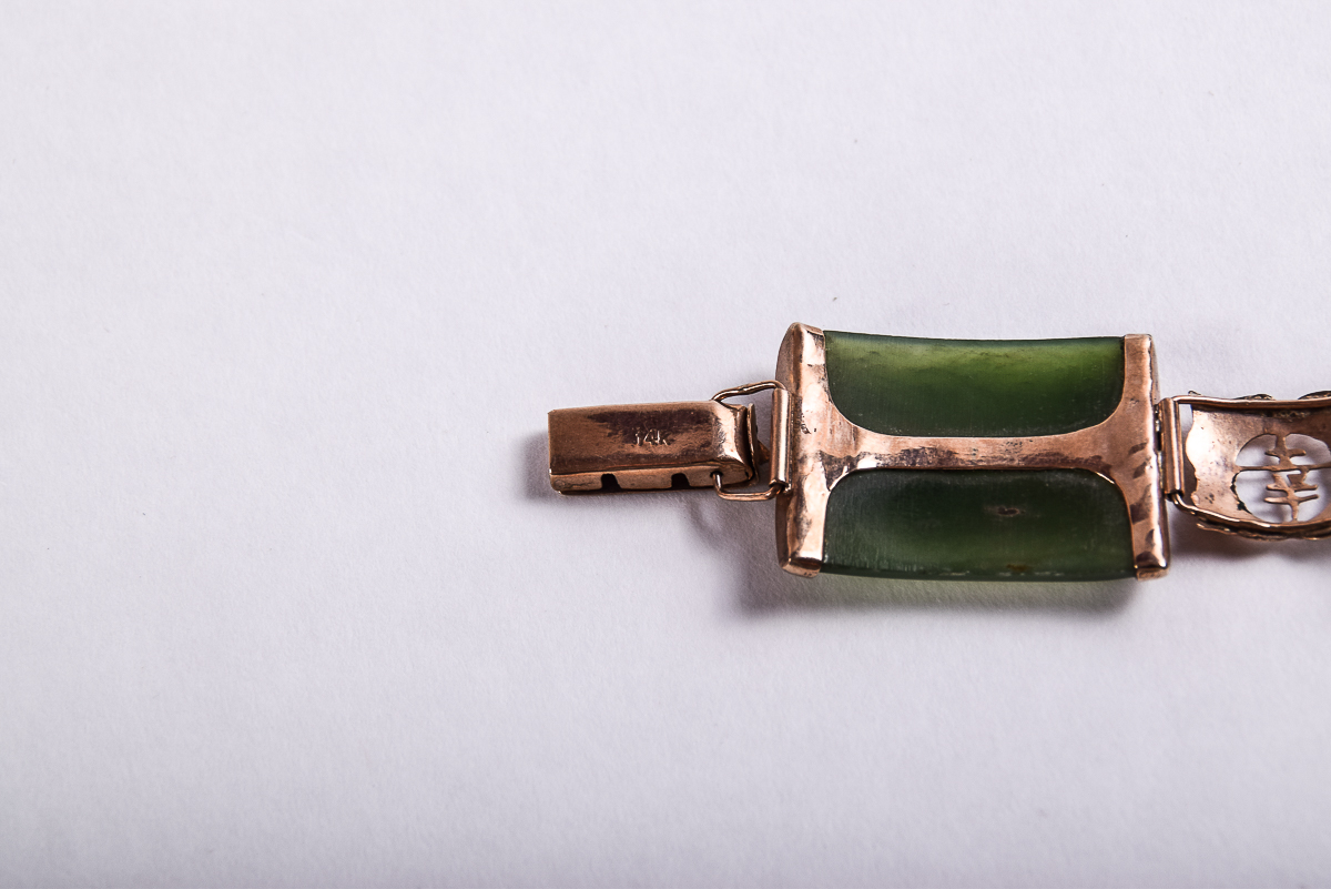 14K Bracelet with Jade Accents