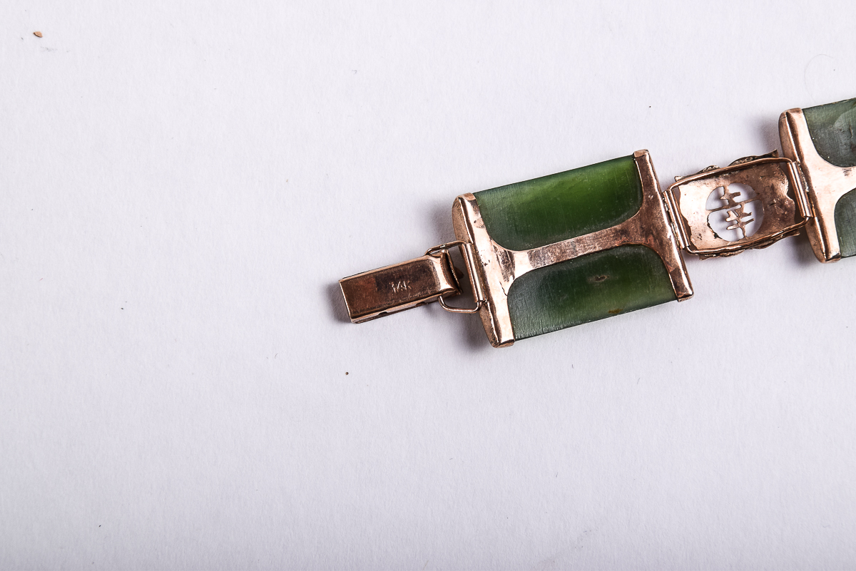 14K Bracelet with Jade Accents