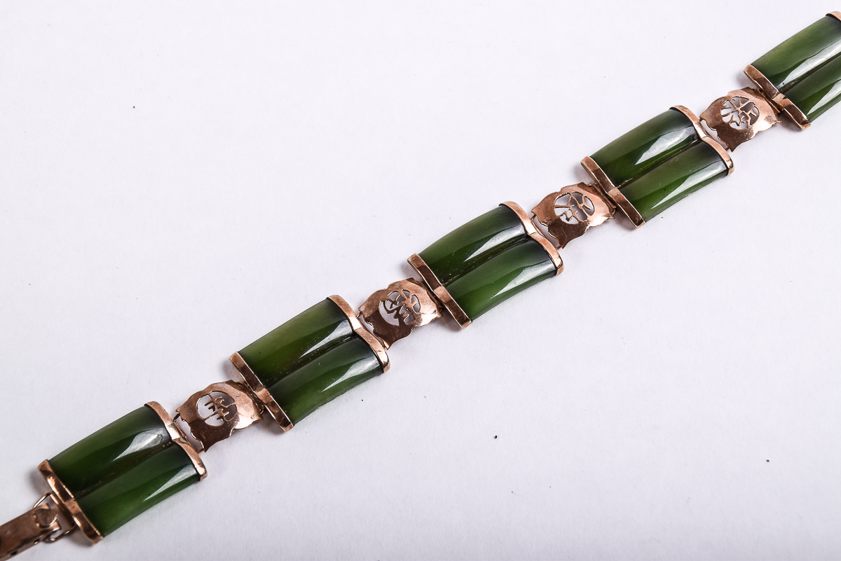 14K Bracelet with Jade Accents