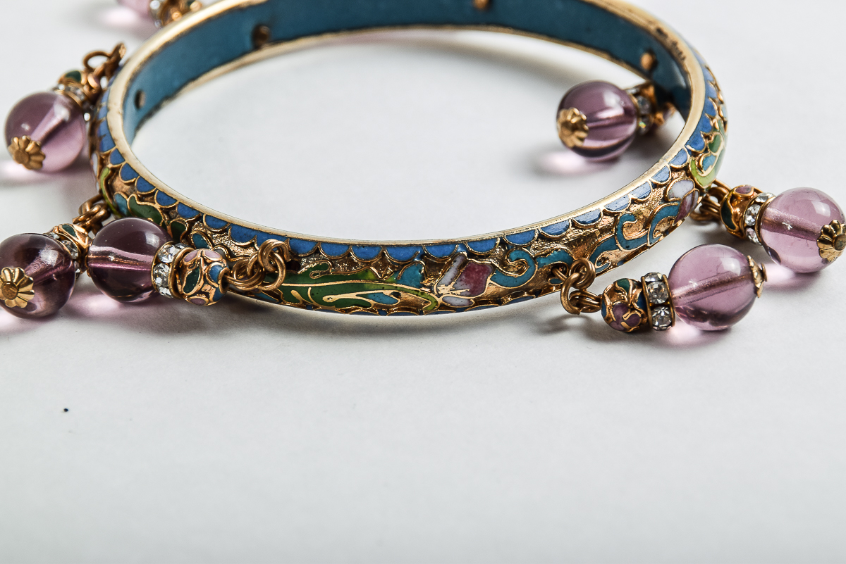 Cloisonné Bracelet and Beaded Necklace