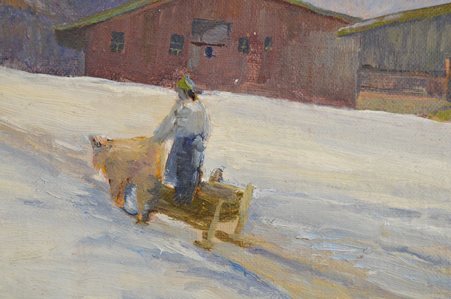 Original Signed Swiss Mountain Landscape on Canvas