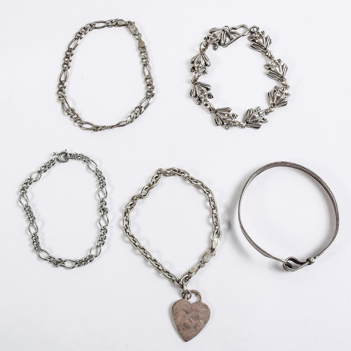 Collection of Five Sterling Silver Bracelets