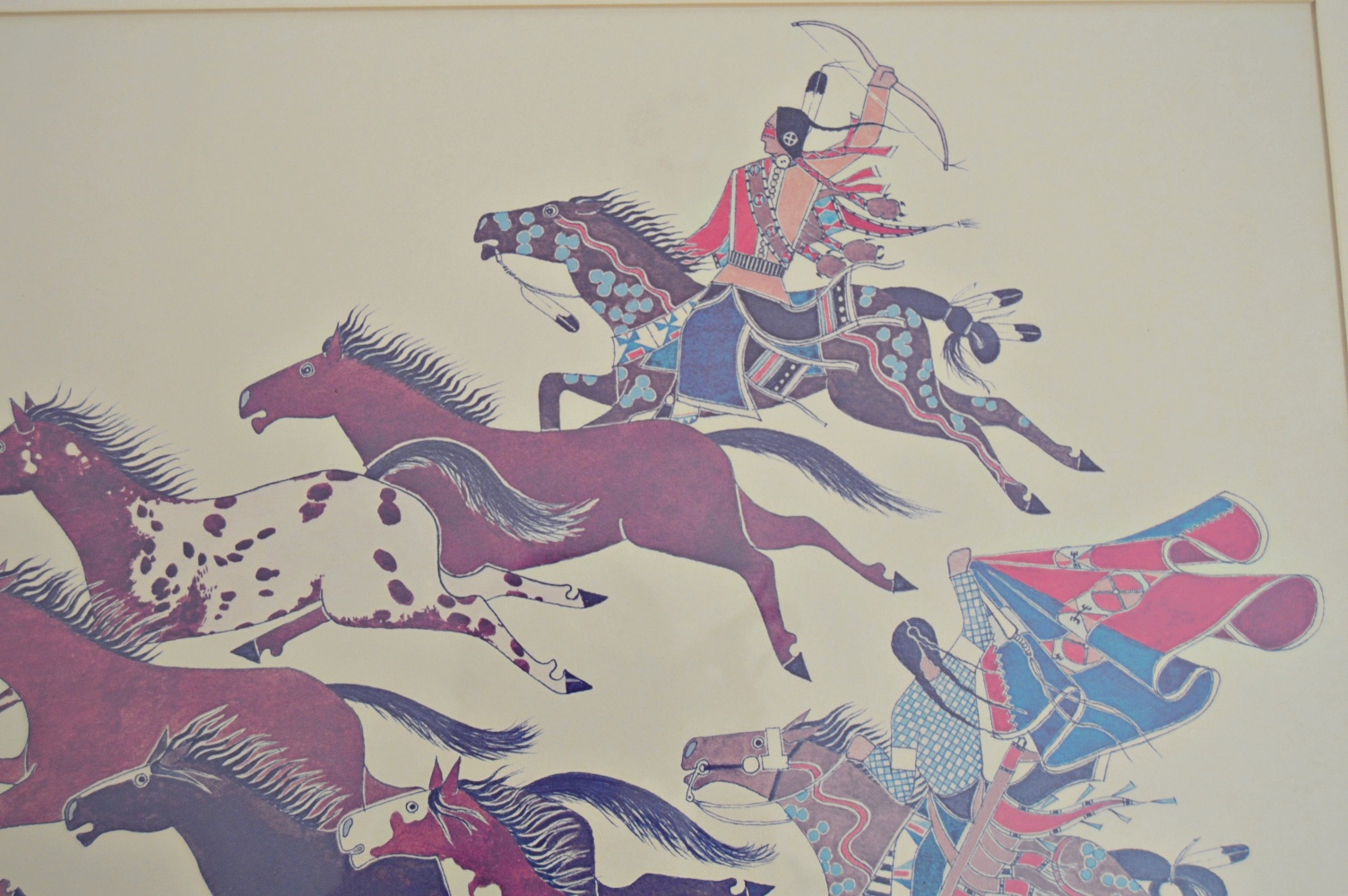 Paul Goble Offset Lithograph of Native Americans on Horseback
