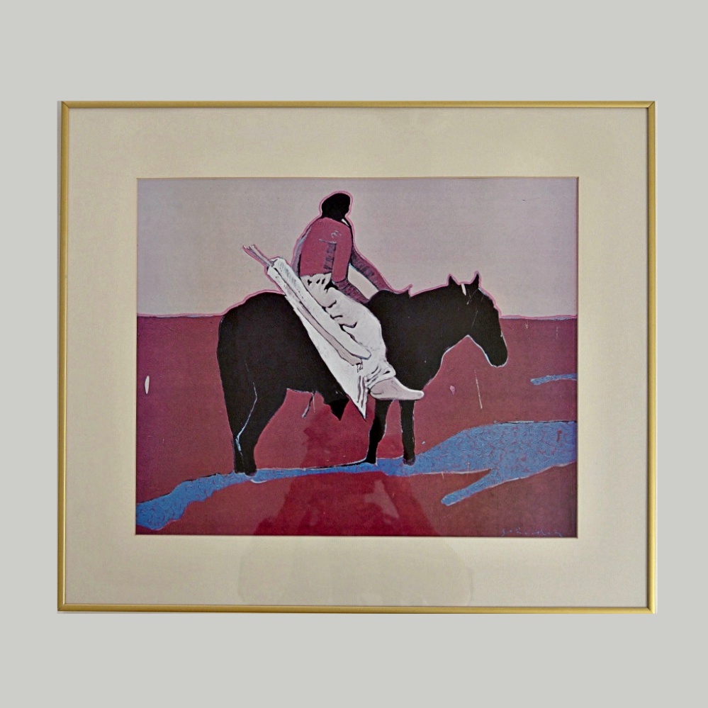 Offset Lithograph of a Native American on Horseback