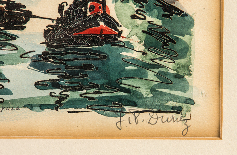 Signed J.P. Duriez "Paris N.D." Offset Lithograph