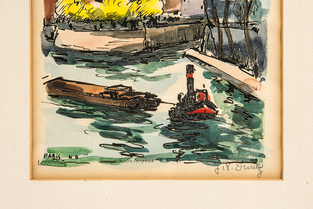 Signed J.P. Duriez "Paris N.D." Offset Lithograph