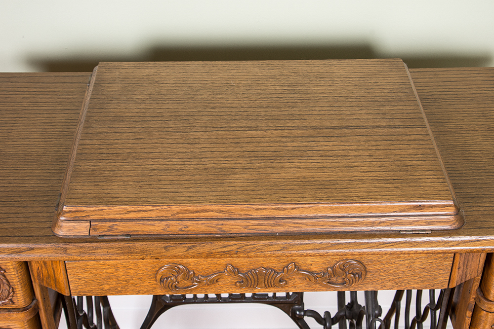 Antique Singer Red Eye Treadle Sewing Machine and Table