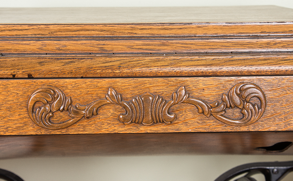 Antique Singer Red Eye Treadle Sewing Machine and Table