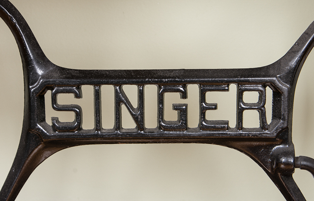 Antique Singer Red Eye Treadle Sewing Machine and Table