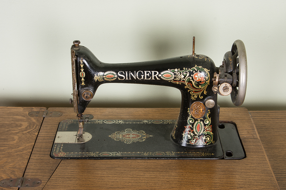 Antique Singer Red Eye Treadle Sewing Machine and Table