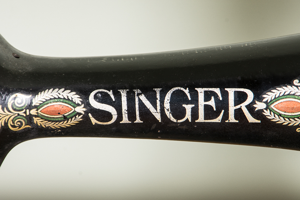 Antique Singer Red Eye Treadle Sewing Machine and Table