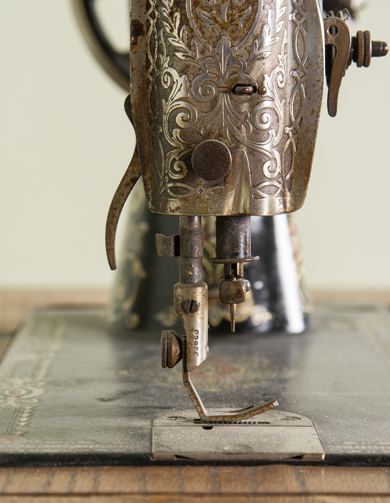 Antique Singer Red Eye Treadle Sewing Machine and Table