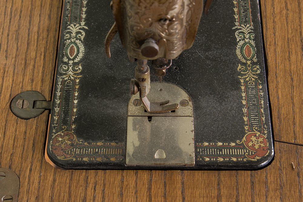 Antique Singer Red Eye Treadle Sewing Machine and Table