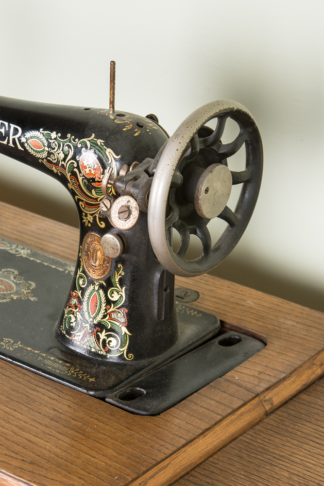 Antique Singer Red Eye Treadle Sewing Machine and Table
