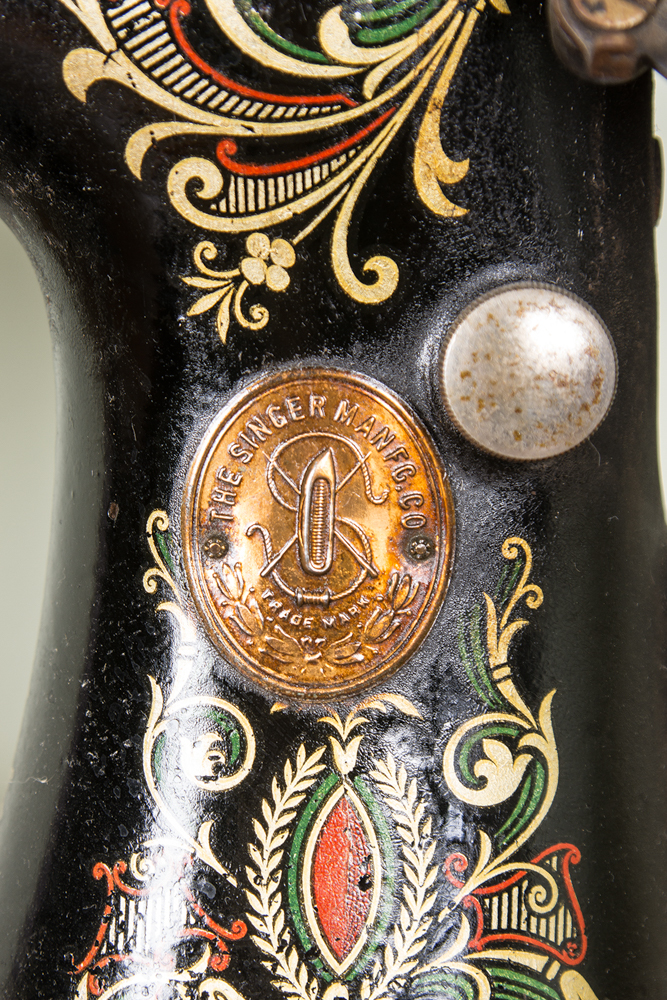 Antique Singer Red Eye Treadle Sewing Machine and Table