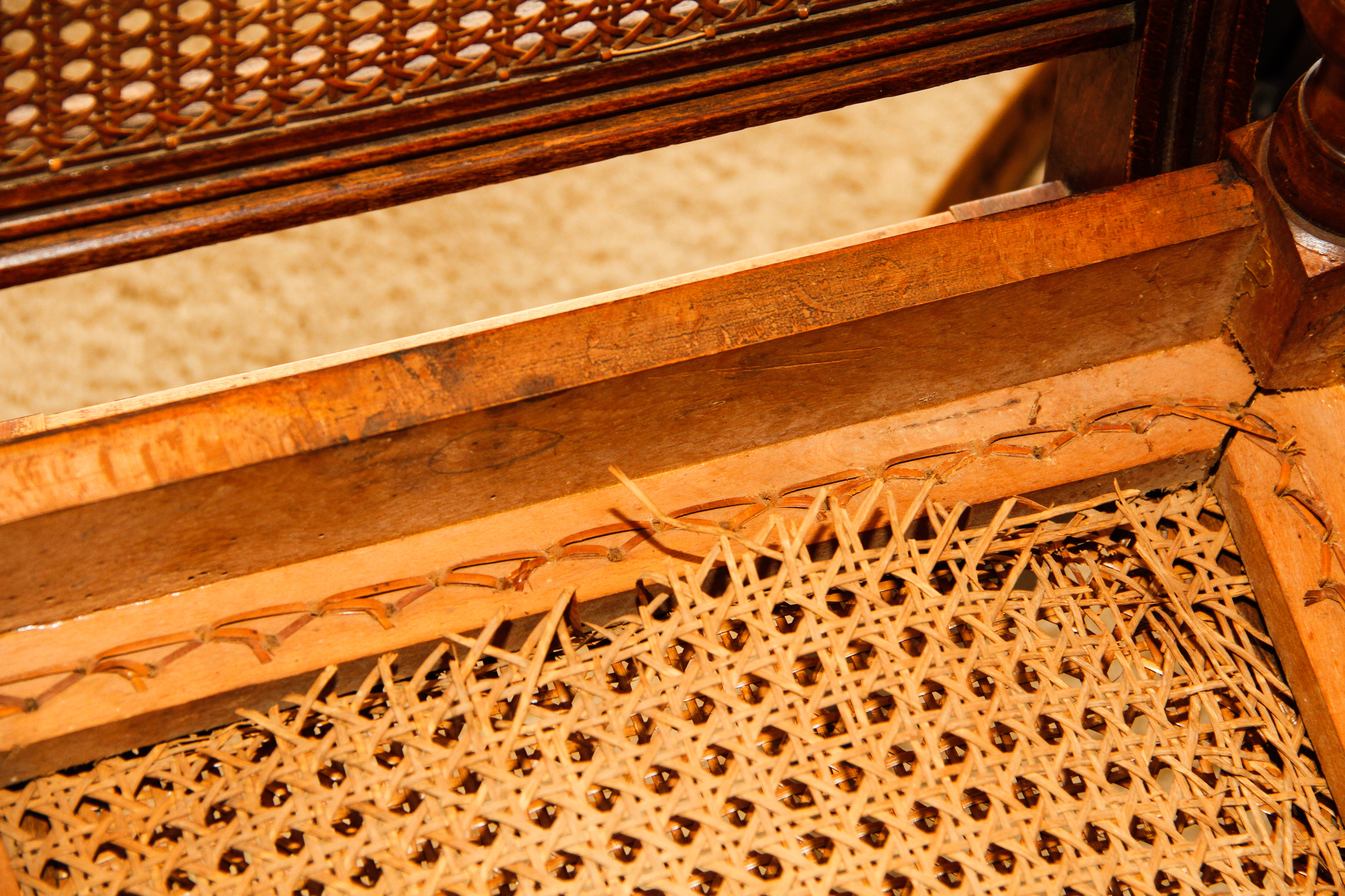 Set of Five Antique Cane Dining Chairs