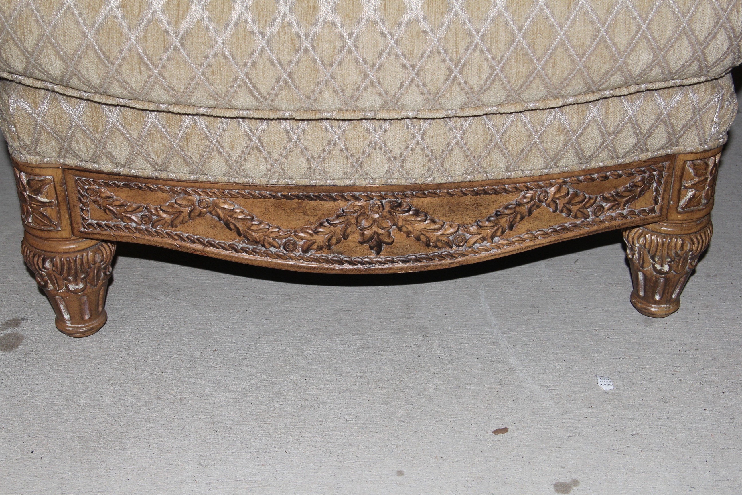 Schnadig Contemporary Louis XVI Style Upholstered Chair and Ottoman