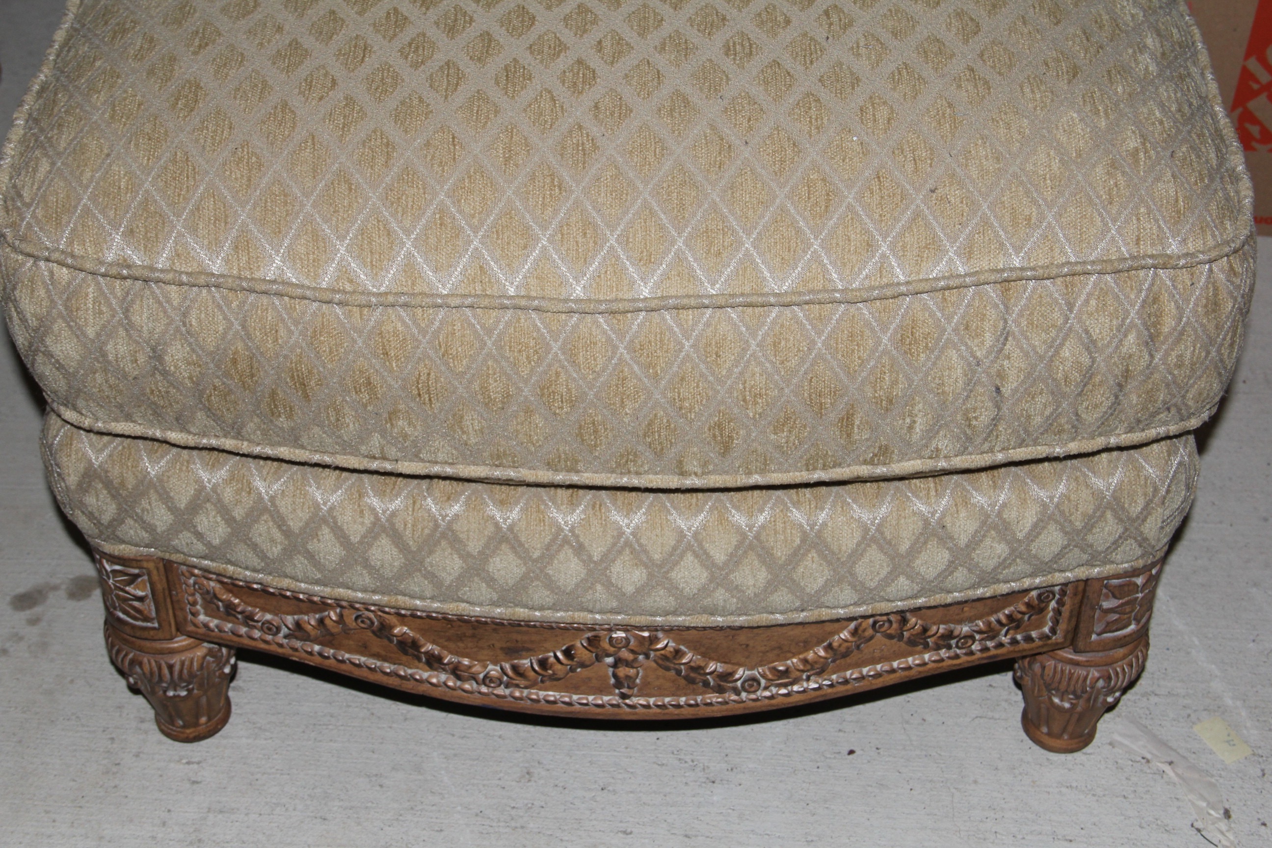 Schnadig Contemporary Louis XVI Style Upholstered Chair and Ottoman