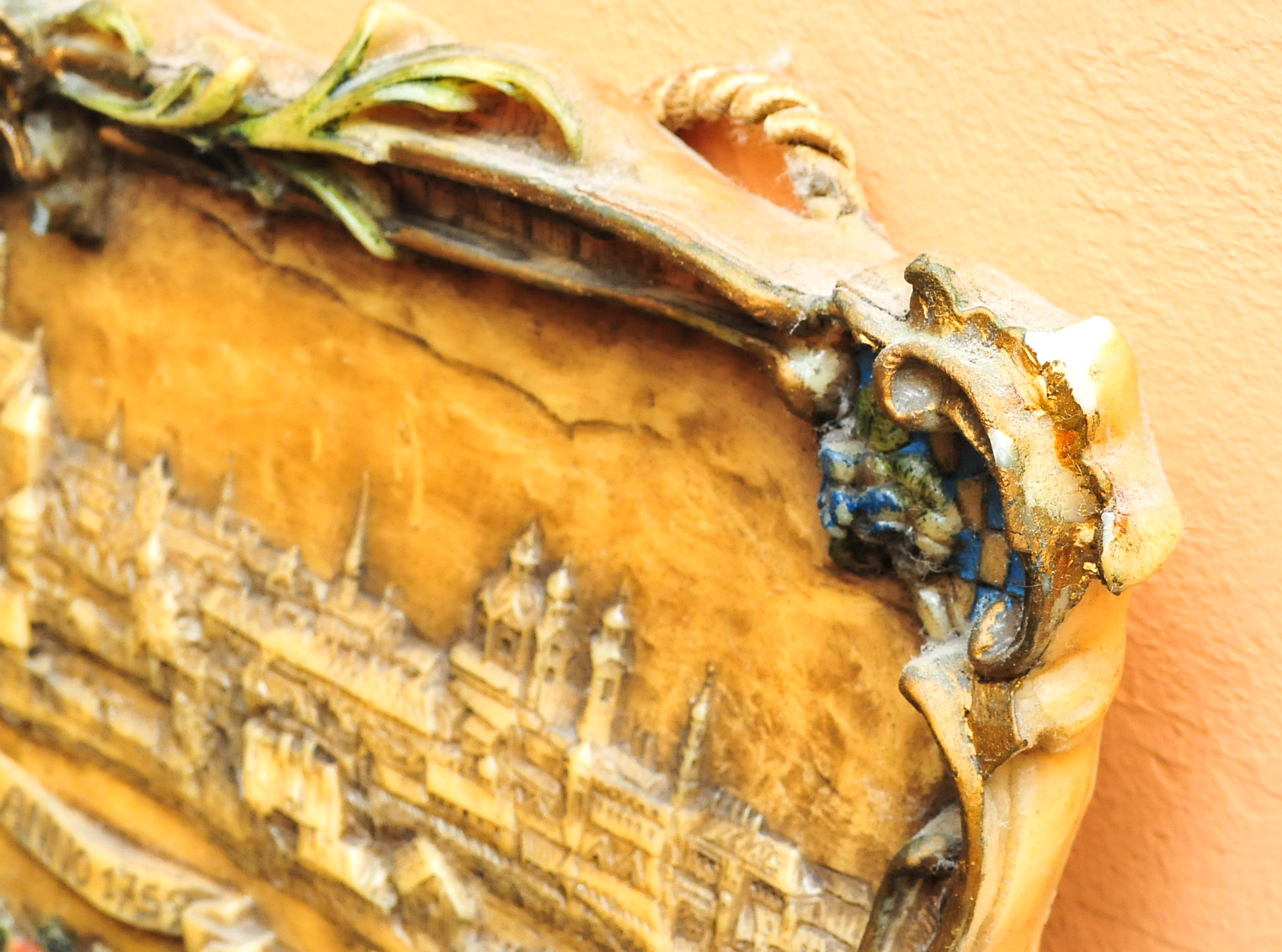 Vintage German Hand-carved Beeswax Plaque