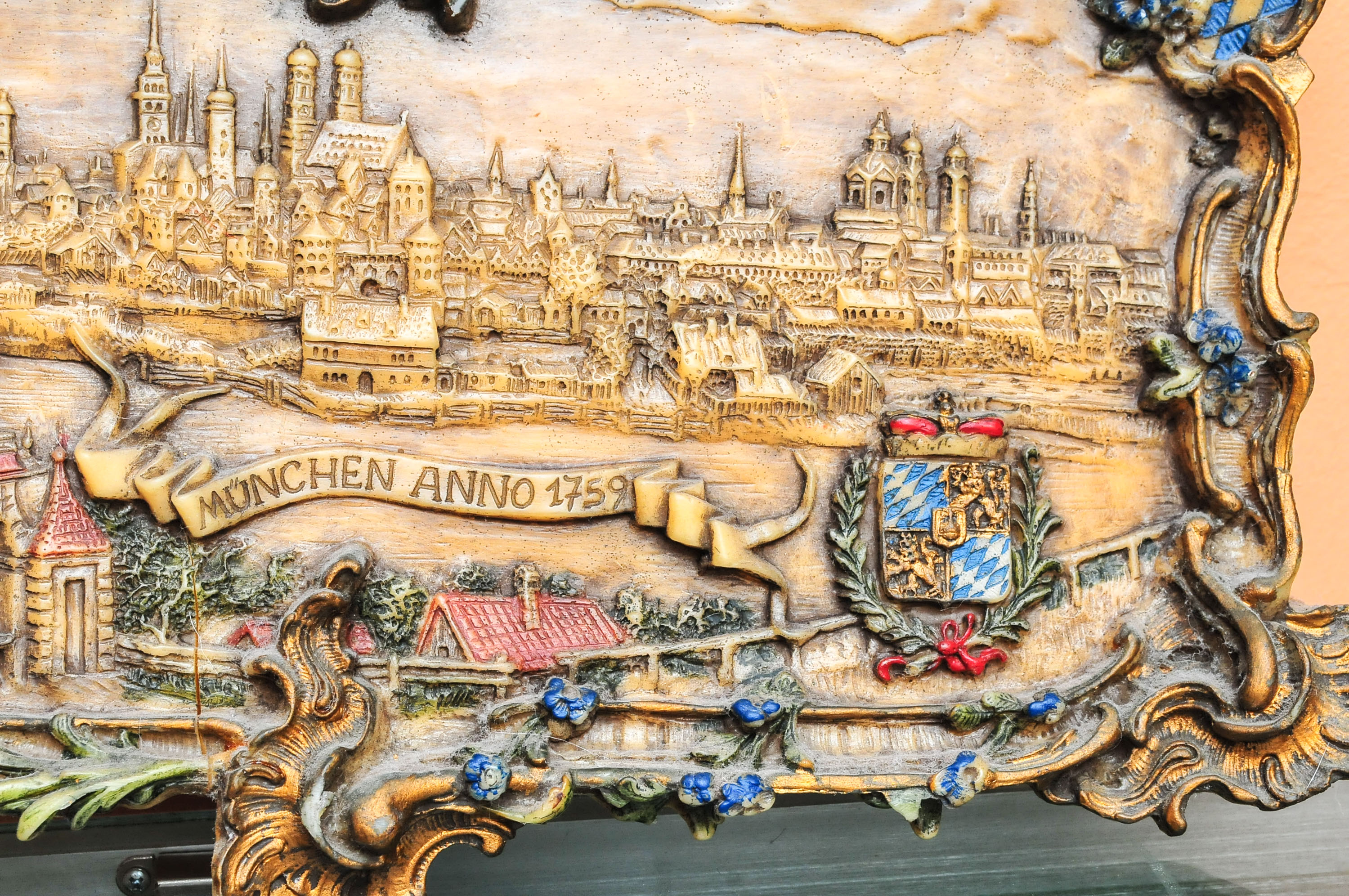 Vintage German Hand-carved Beeswax Plaque