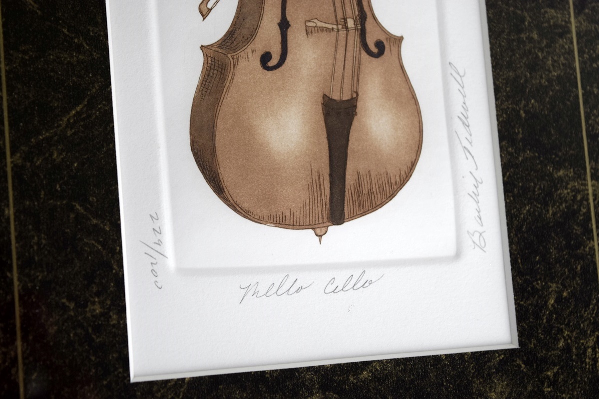 Eight Bailey Tidwell Musical Instrument Prints, Signed, Numbered and Beautifully Framed